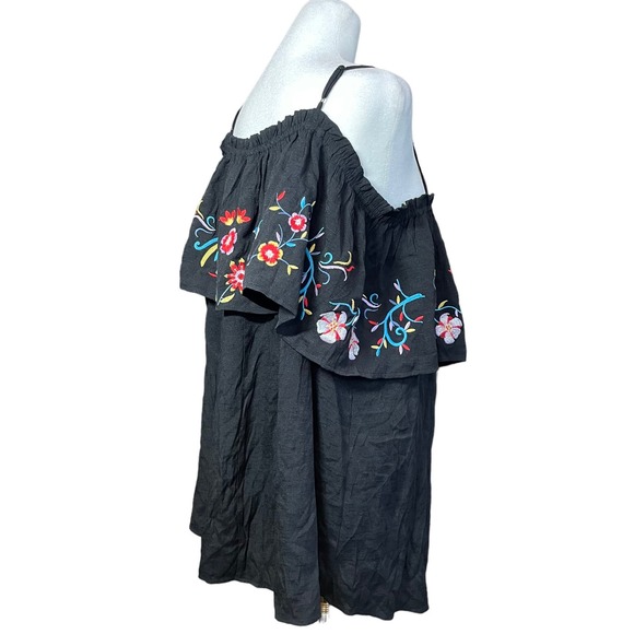 Savanna Jane Off‎ the Shoulder Blouse Plus Sz 3x Black Embroidered Floral Boho - Picture 7 of 14
